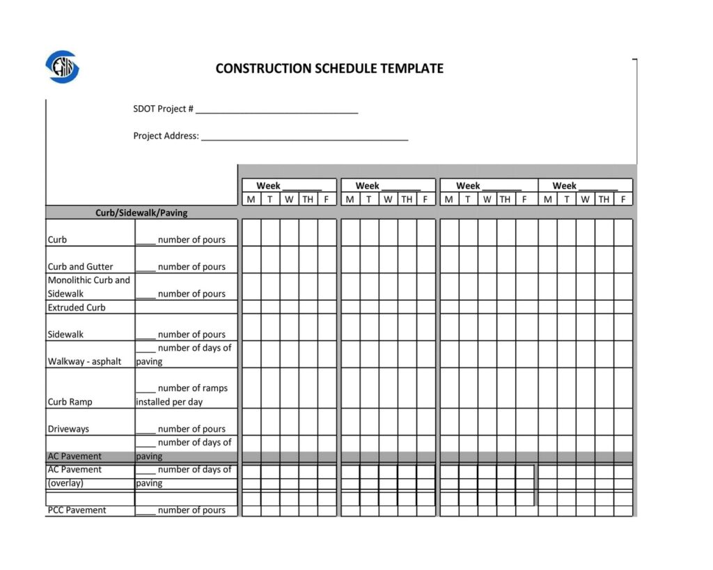 Construction Schedule Template 07
