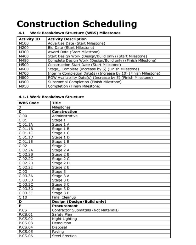 Construction Schedule Template 08