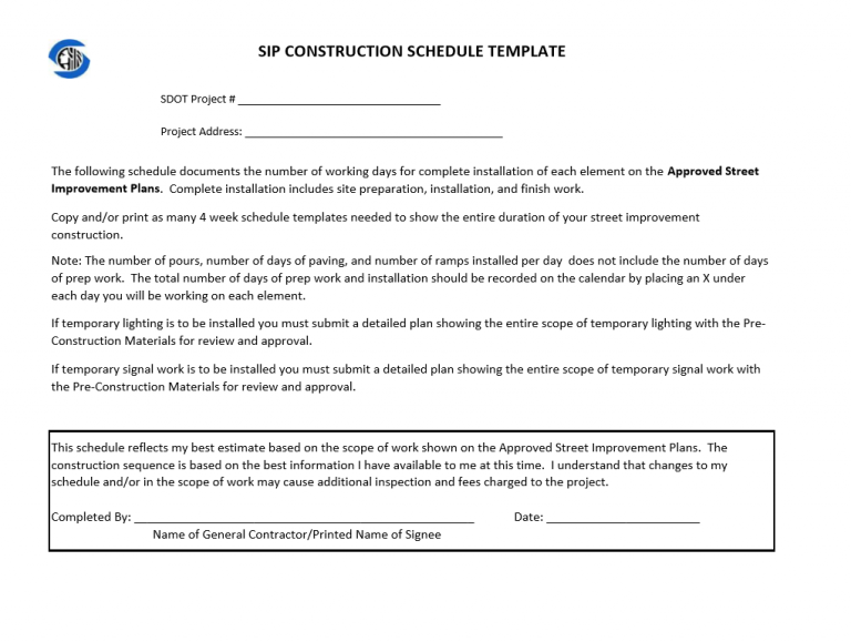 40 Free Construction Schedule Template Word PDF & Excel – Calypso Tree