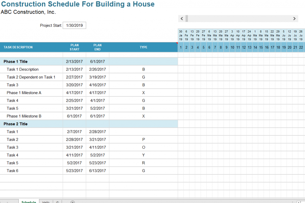 construction schedule for building a house