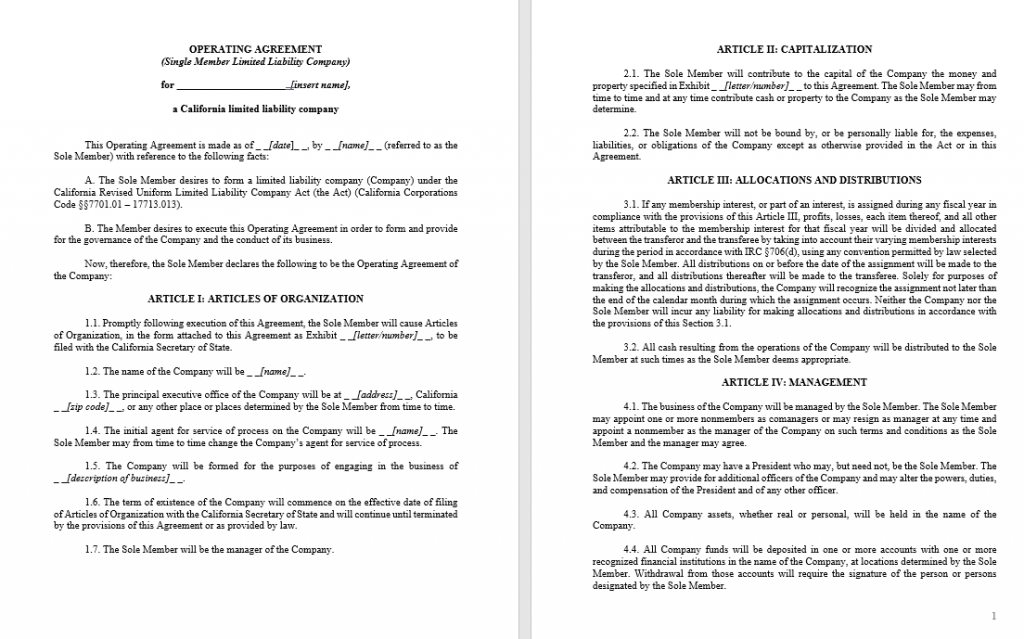 single member llc operating agreement single member llc operating agreement