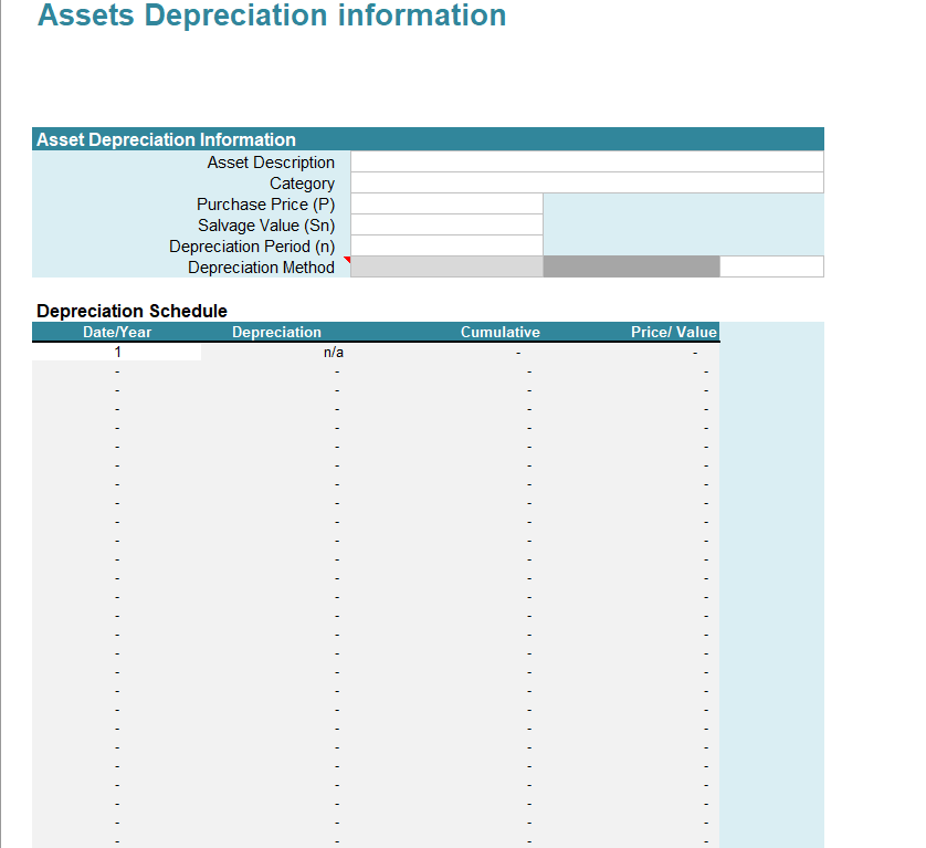 Assets Depreciation Information - Depreciation schedule example