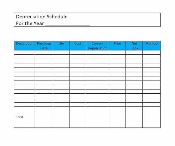 Depreciation Schedule Example