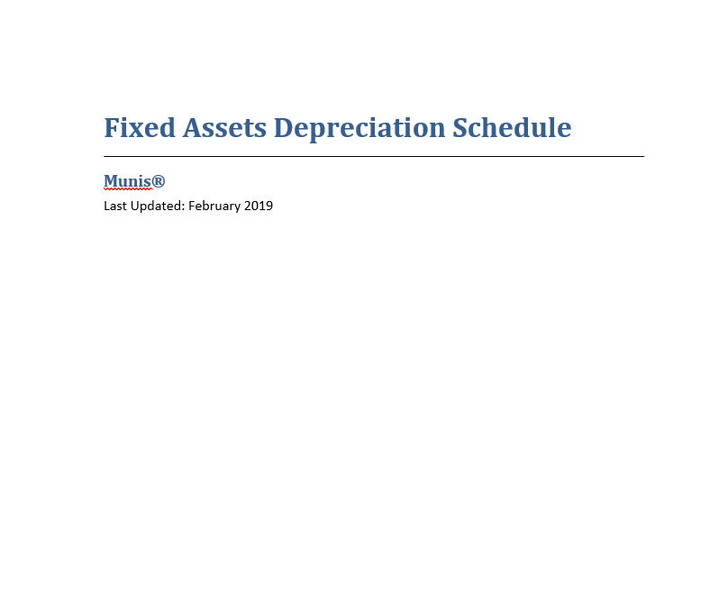 Fixed Assets Depreciation Schedule -  Depreciation schedule example