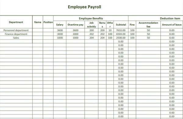 Employee Payroll Template