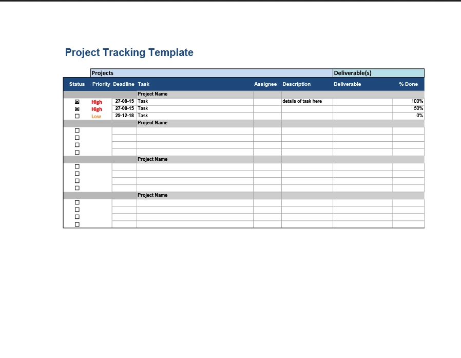25 Free Multiple Project Tracking Template Excel
