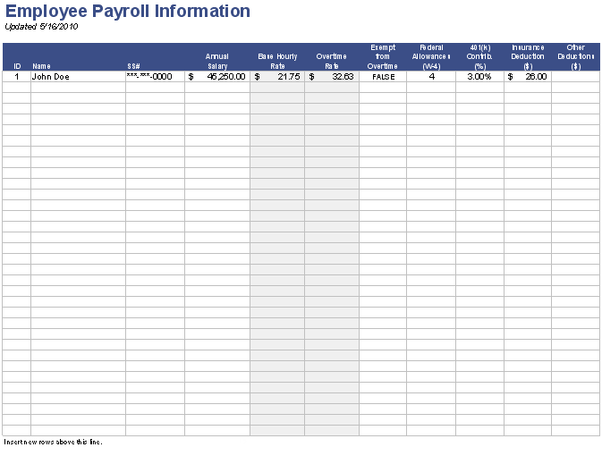 employee payroll information