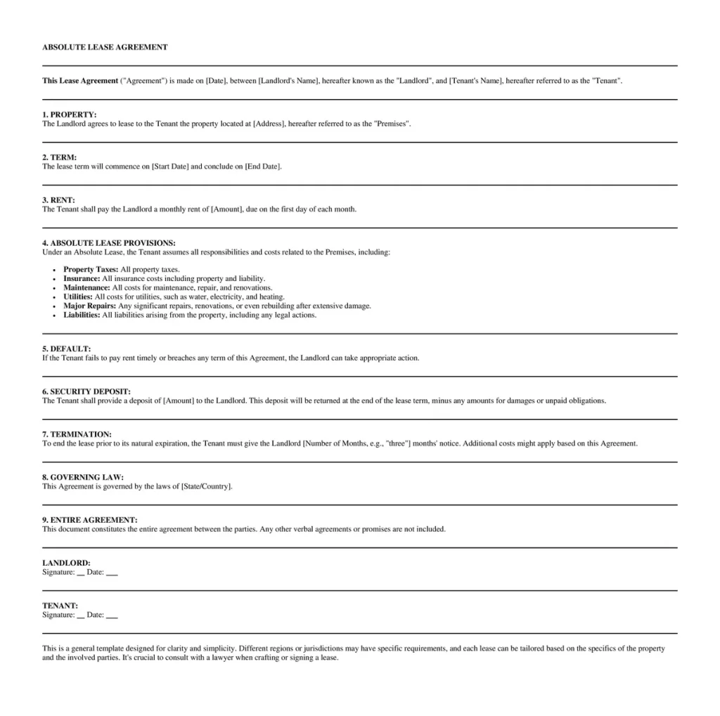 Absolute lease agreements templates - Simple Commercial Lease Agreement Template Word