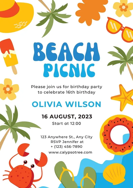 Beach picnic flyer free picnic flyer templates