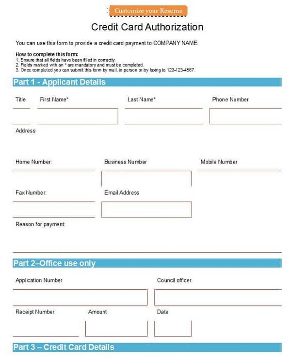 Credit Card Authorization Forms 01