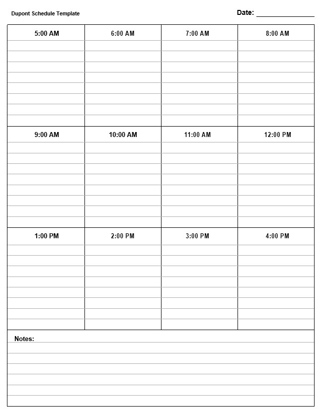 Dupont Schedule Template
