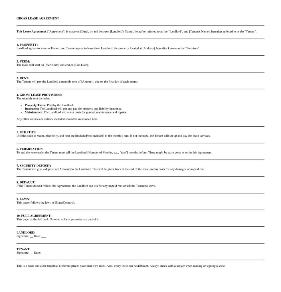 Gross lease agreements - Simple Commercial Lease Agreement Template Word