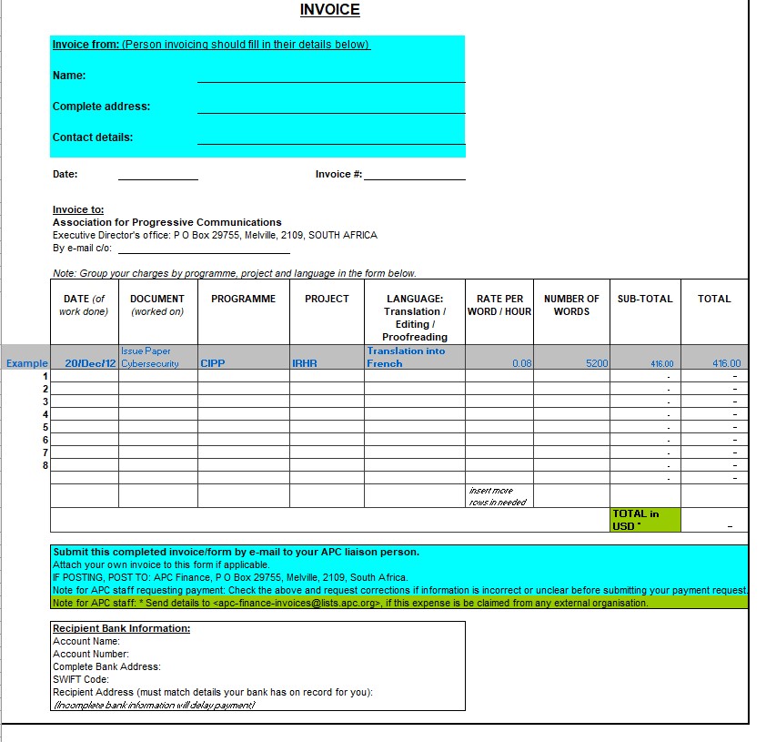 Invoice Templates Excel