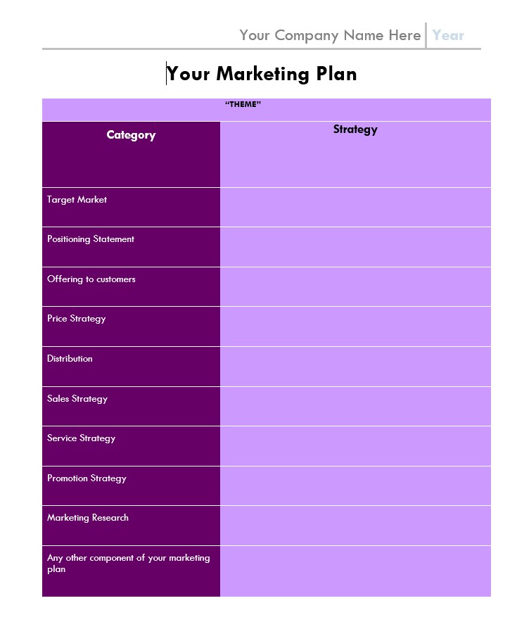 Marketing Plan Template DOC - Marketing Plan Template Examples