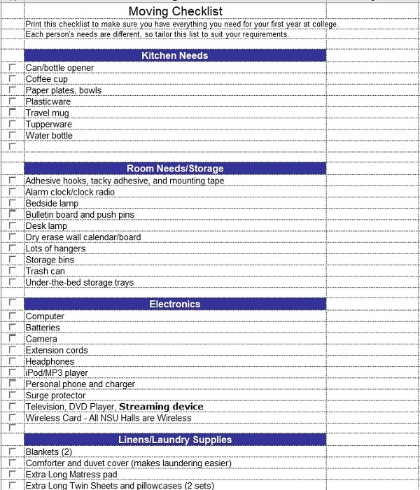 Moving Checklist Address Change