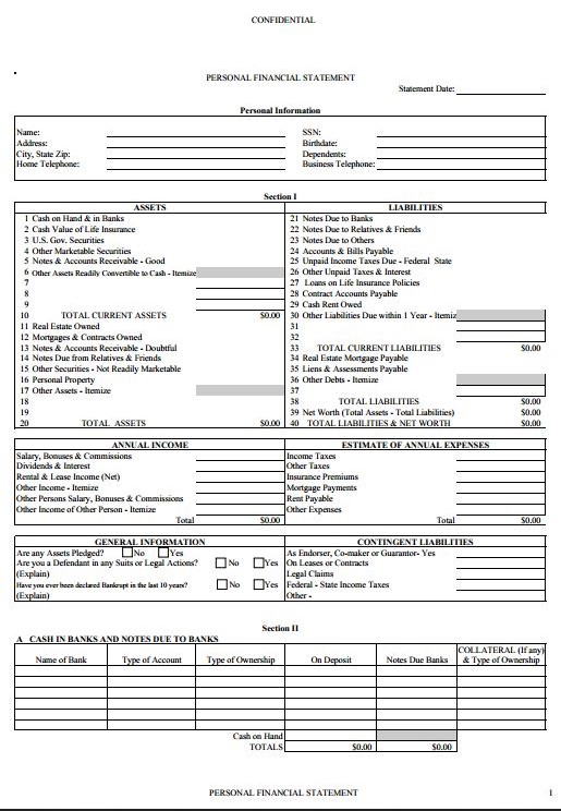 Personal Financial Statement Template 09