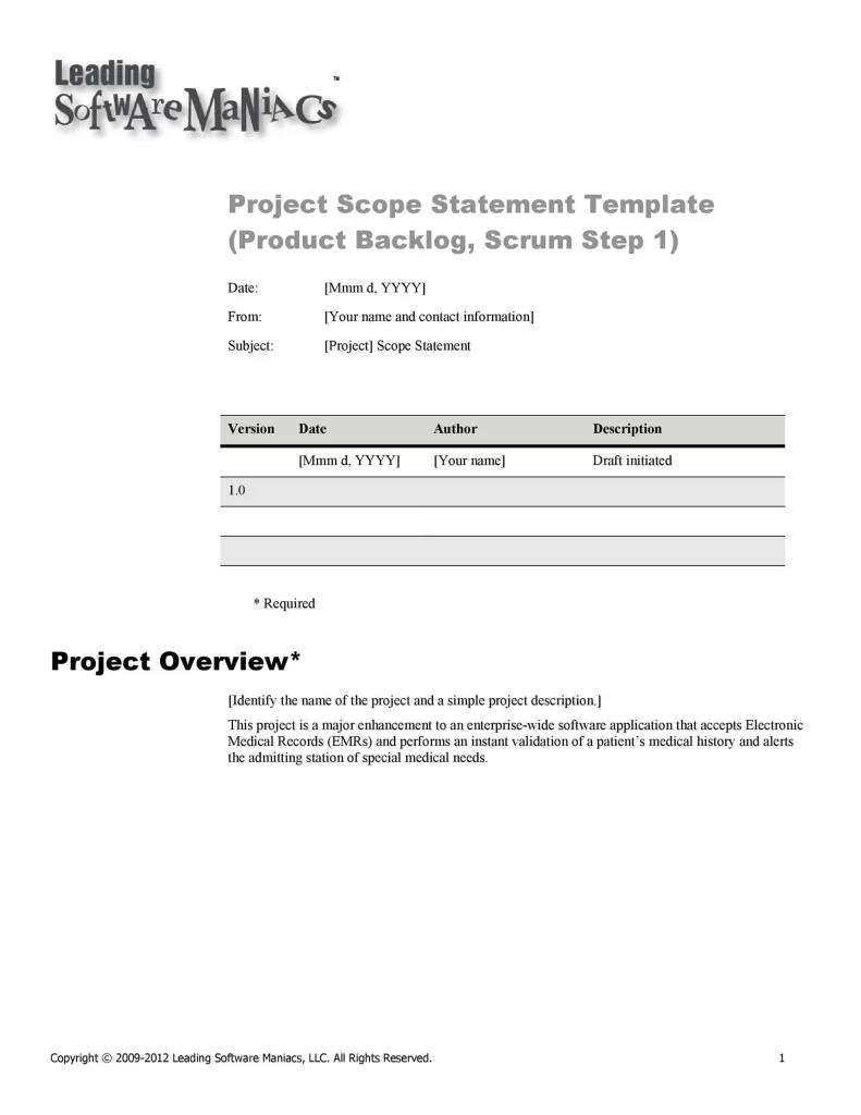 Project Scope Statement Examples 01