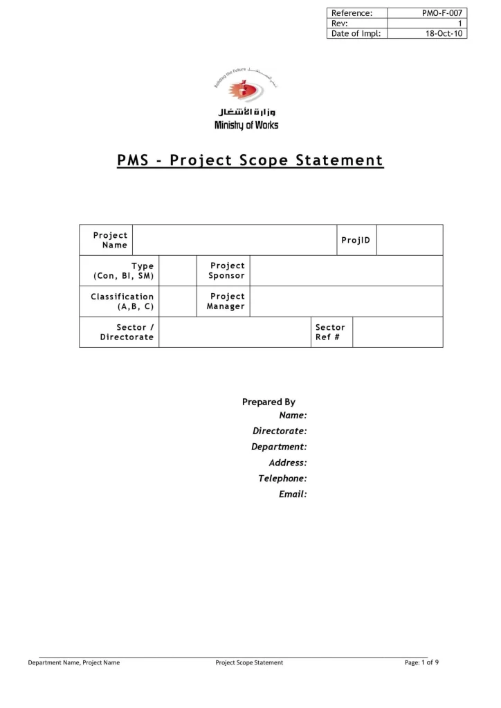 Project Scope Statement Examples 11