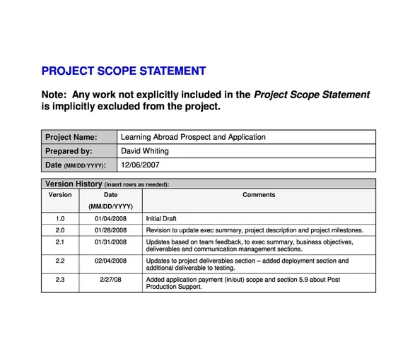 Project Scope Statement Examples Featued