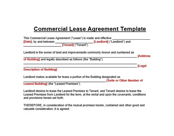 Simple Commercial Lease Agreement Template Word