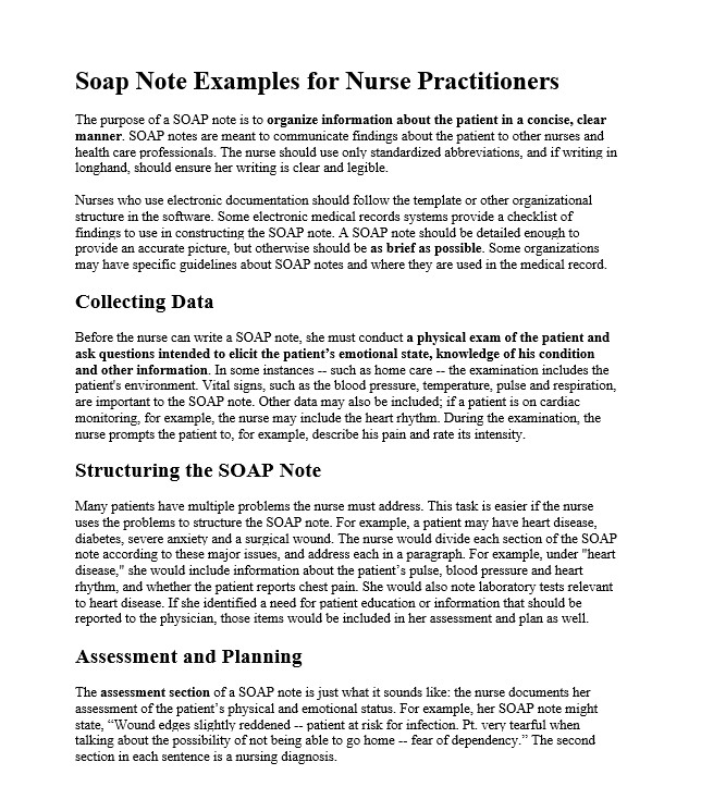 Soap Note Examples for Nurse Practitioners