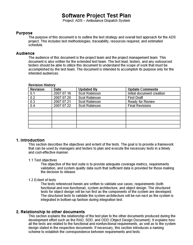 Test Plan Templates PDF