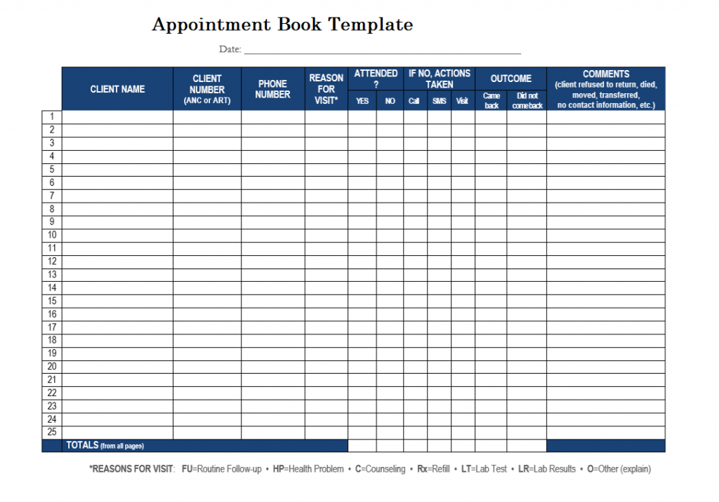 Appointment Book Template