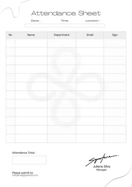 Attendance sheet template 424 600