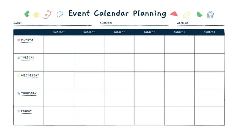 Blank Event Calendar Planning Template 800 450