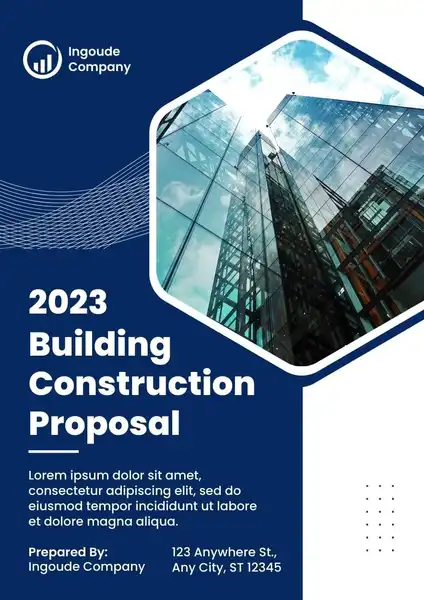 Blue Modern Free Example of Construction Proposal Template 424 600