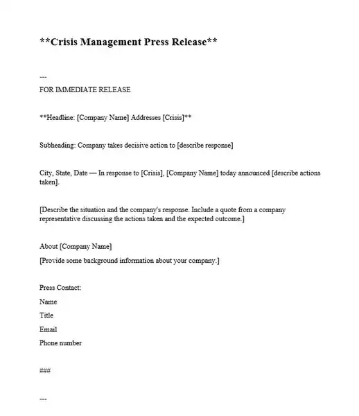 Crisis Management Press Releases 518 600