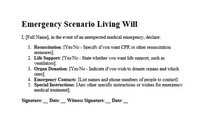 Emergency Scenario Living Will 800 486