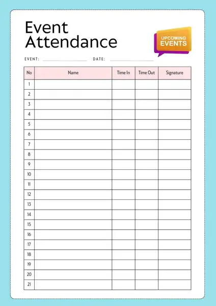 Event attendance sheet template 424 600