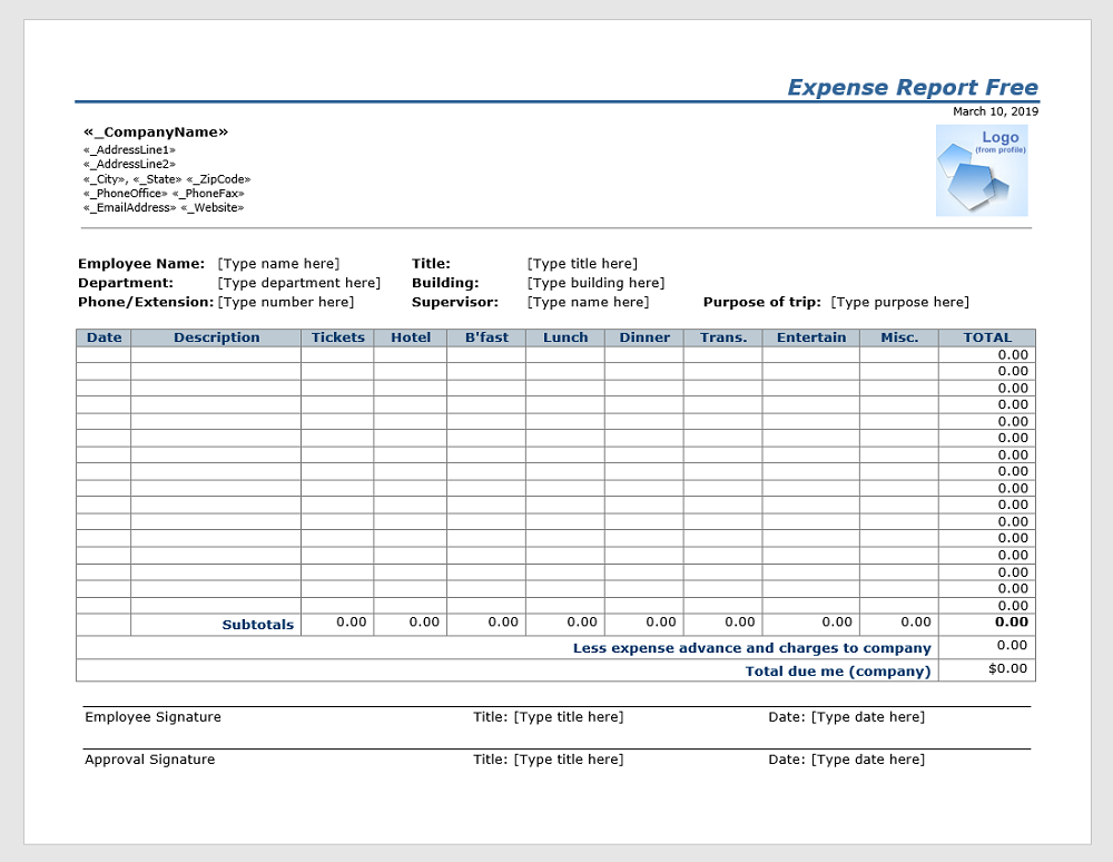 Expense report free