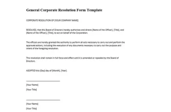 10 Free Corporate Resolution Form Template