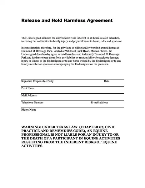 Free Sample Hold Harmless Agreement Template 08