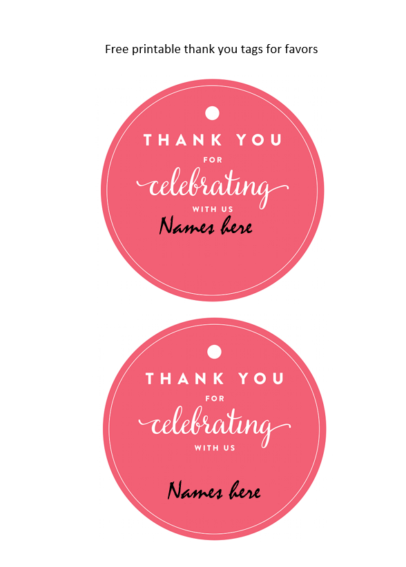 Free printable thank you tags for favors