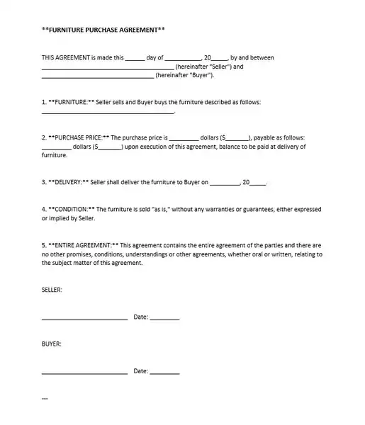 Furniture Purchase Agreement result Furniture Purchase Agreement result