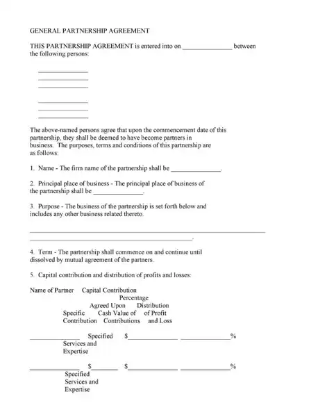 General Partnership Agreement Template result