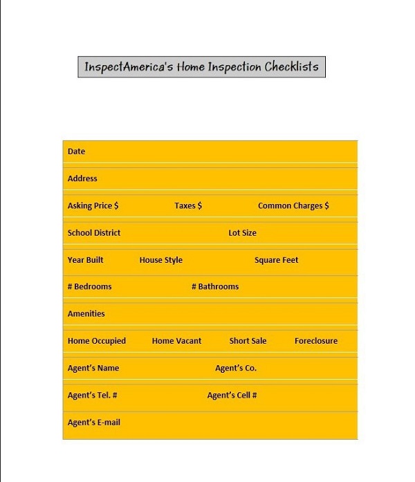 Home Inspection Checklist Template Home Inspection Checklist Template