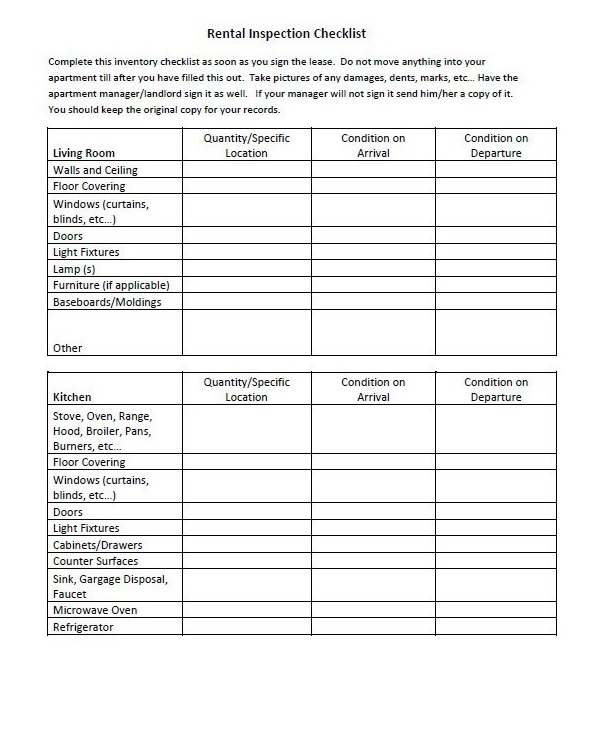 Home Rental Inspection Checklist