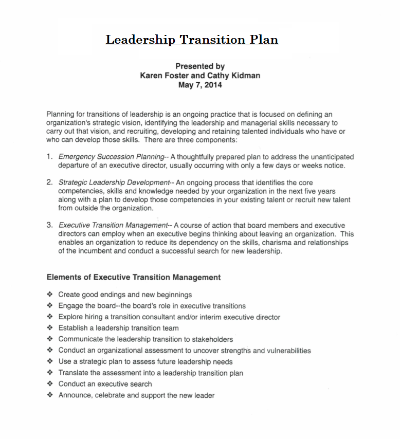 Leadership Transition Plan
