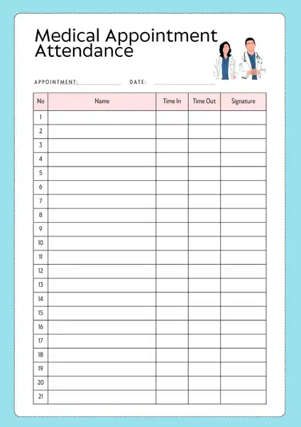 Medical Appointment attendance sheet template 424 600