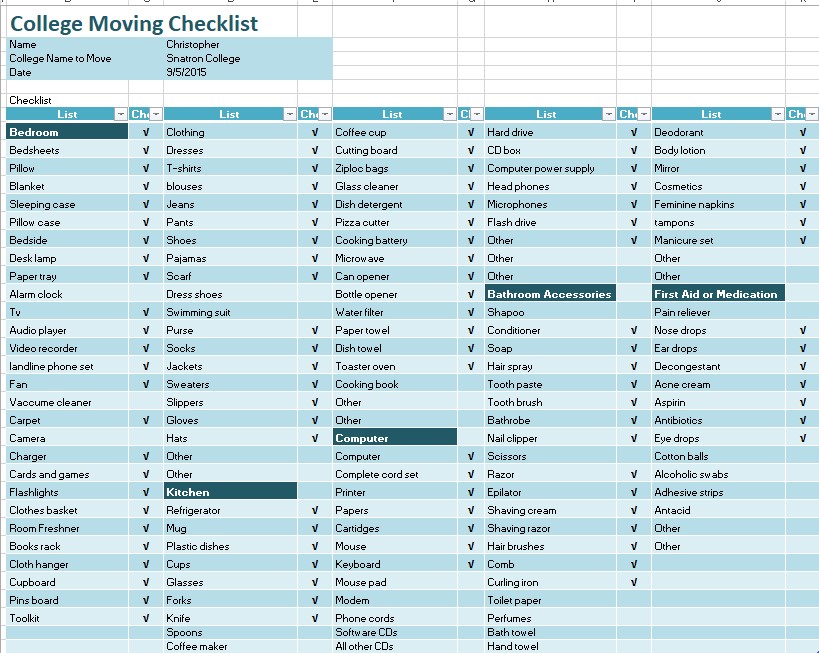 Moving Checklist