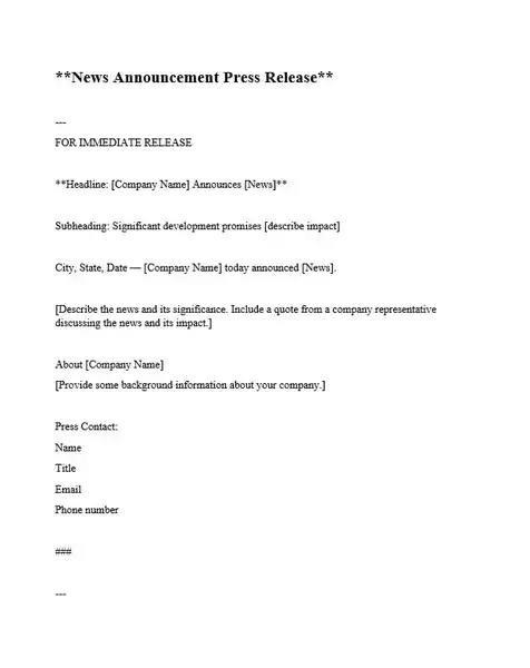 News Announcement Press Releases 476 600 News Announcement Press Releases 476 600
