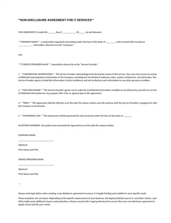 Non disclosure agreement it services 588 768 Non disclosure agreement it services 588 768
