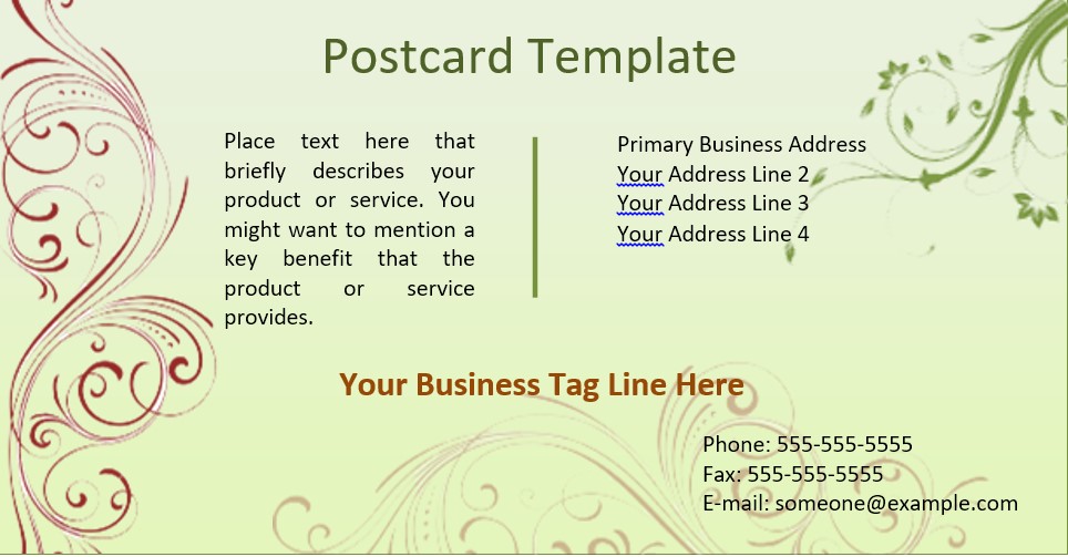 Postcard Template Postcard Template