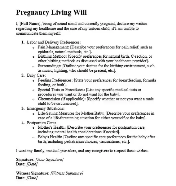 Pregnancy Living Will 568 600