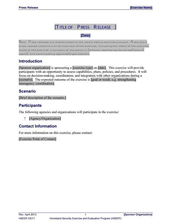 Press Release Example Format Press Release Example Format