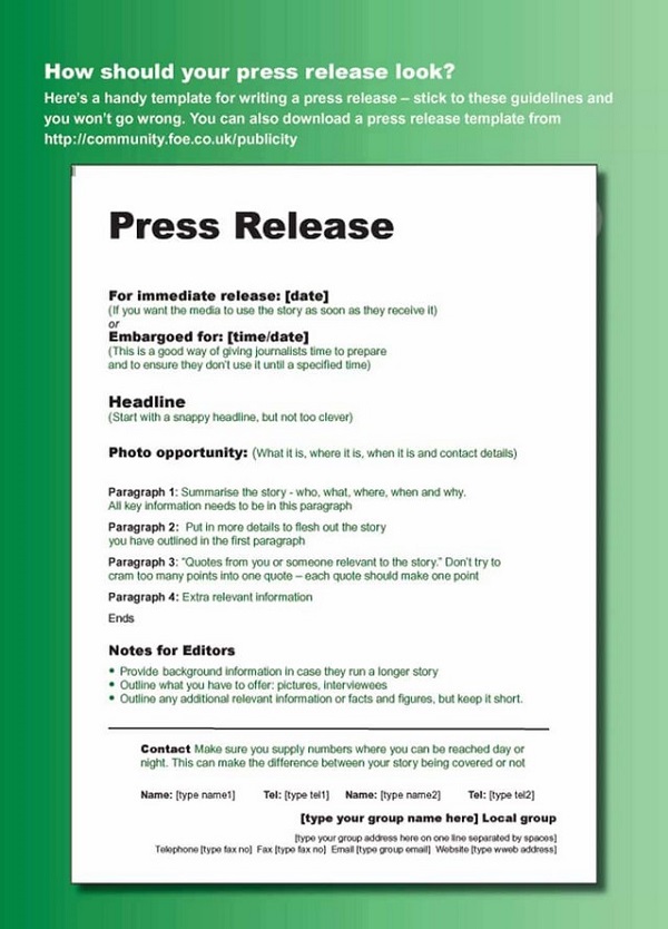 Press Release Format Sample 08